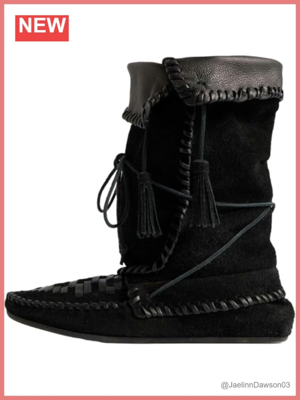 Women Suede Fold Over Western Boots Tassel Lace-Up Ankle Booties